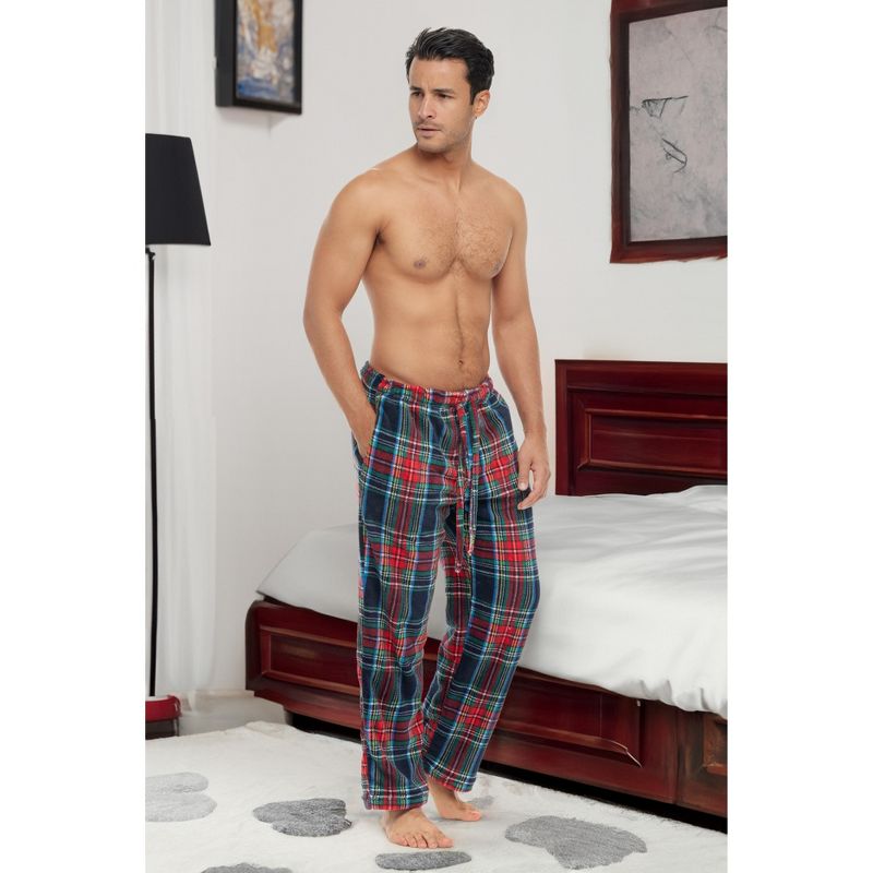 Men's Soft Plush Fleece Pajama Pants, Warm Long Lounge Bottoms, 3 of 7