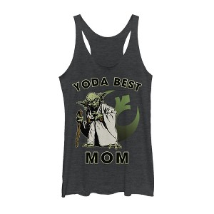Women's Star Wars Yoda Best Mom Racerback Tank Top - 1 of 3