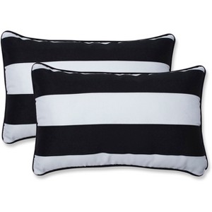 Cabana Stripe 2pc Outdoor Throw Pillows - Pillow Perfect - 1 of 2