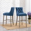 WestinTrends 29" Linen Tufted Buttons Upholstered Wingback Bar Stool (Set of 2) - 2 of 4
