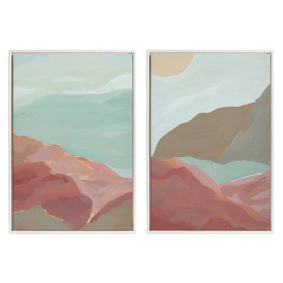 (Set of 2) 23"x33" Sylvie Beaded West and Morning on Road Framed Arts by Kate Aurelia Holloway White - Kate & Laurel All Things Decor