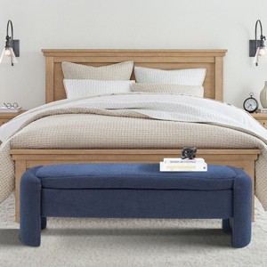 Celeste 57" Teddy Upholstered Fabric Look Storage Large Benches with Function Lift Top Storage Bench for Bedroom-Maison Boucle - 1 of 4