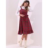Allegra K Women's Plaid Ruffled Sleeveless Tie Waist A-Line Pinafore Overall Dress - 4 of 4