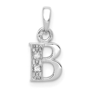 Black Bow Jewelry The Chloe Mini Diamond Accent Initial B Pendant in 14k White Gold - 1 of 4