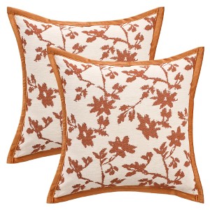 REGALWOVEN Fade-Resistant Chenille Leaves Jacquard Decorative Maple Leaf Pillow Covers 18 x 18 Inch Set of 2 - 1 of 4