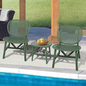 3 Pieces Hollow Design Patio Conversation Bistro Set for Balcony Garden Yard - 1 of 4