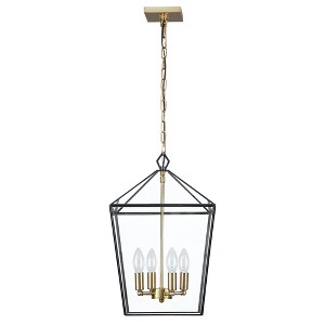 C Cattleya 4-Lights Brass Finish Black Frame Chandeliers - 1 of 4