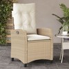 vidaXL Reclining Patio Chairs 2 pcs with Cushions Beige Poly Rattan - 3 of 4