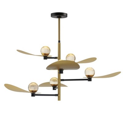ET2 Lighting Pearl 6 - Light Pendant in  Black/Natural Aged Brass