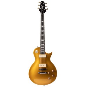Monoprice 66SB DLX Plus Mahogany Electric Guitar with Gig Bag, Gold Top, 6 Strings, Single‑Cutaway Solid Body - Indio Series - 1 of 4