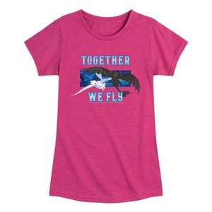 Girls' - How to Train Your Dragon - Together We Fly Fitted Short Sleeve Graphic T-Shirt - 1 of 4