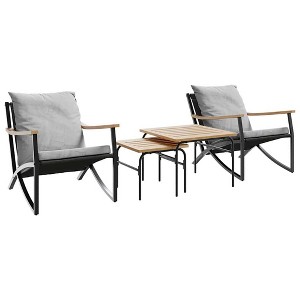 vidaXL Patio Chairs with Cushions Outdoor Garden Furniture Black Steel - 1 of 4
