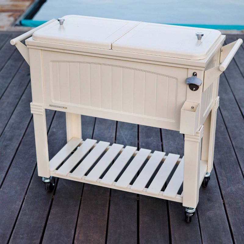 80qt Portable Rolling Patio Cooler with Shelf - Permasteel, 3 of 12