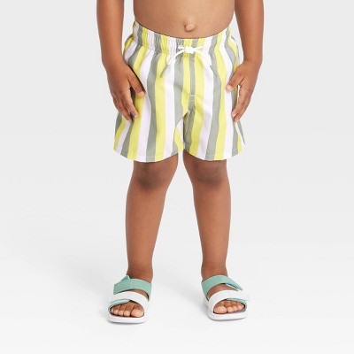 Baby Boys' Striped Swim Shorts - Cat & Jack™ Yellow 12M