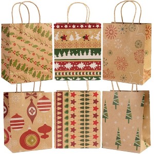 Swtroom 24Pcs Christmas Kraft Gift Bag Christmas Bags For Gifts Xmas Presents Bags - 1 of 4