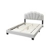 Royal Hampton Queen Size Bed, Classic White Wool Upholstery and LED, Glam Arch - 3 of 4