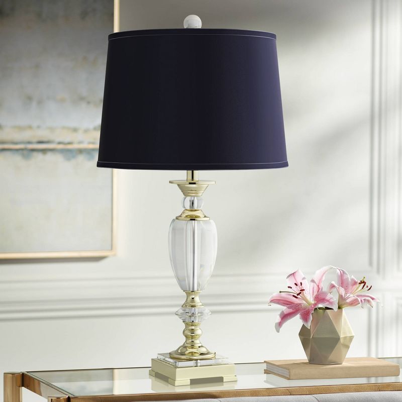 Vienna Full Spectrum European Style Table Lamp 28.75" Tall Brass Faceted Clear Crystal Urn Navy Blue Hardback Drum Shade Living Room Bedroom, 2 of 7