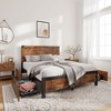 Full Size Bed Frame with Storage Drawers - Heavy Duty Metal Platform, Wooden Headboard, No Box Spring Needed, Vintage Brown - 4 of 4