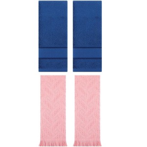 REGALWOVEN 4 Pcs Bathroom Decorative Cotton Soft Absorbent Sold Striped Hand Towel - 1 of 4