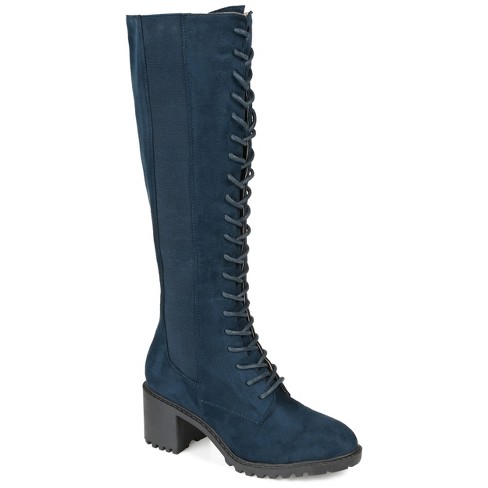 navy wide calf boots