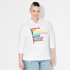 Pride Adult PH by The PHLUID Project 'LGBTQIA+' Hooded Pullover Sweatshirt - White - 1 of 4