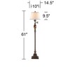 Kathy Ireland Vintage Swing Arm Floor Lamp 61" Tall Bronze Marble Font Faux Silk Shade for Living Room Reading House Bedroom Home - 4 of 4