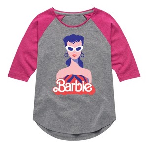 Girls' - Barbie - Retro Swimsuit Shirt Tail Raglan Graphic T-shirt - 1 of 3