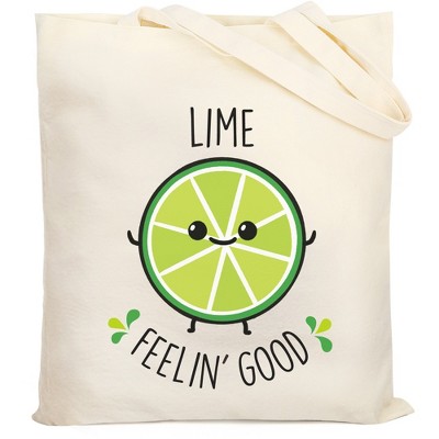 LotFancy Canvas Tote Bag for Women, Large Cute Tote Bag with Inner Pocket, Double Printed Reusable Grocery Bags