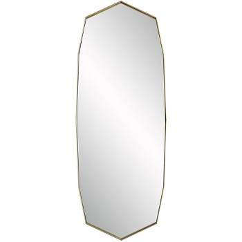 Uttermost Rectangular Vanity Decorative Wall Mirror Curved Oversized Antique Brass Stainless Steel Frame 24" Wide for Bathroom