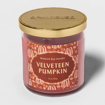 15.1oz Lidded Glass Jar 2-Wick Velveteen Pumpkin Candle - Opalhouse™