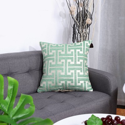 PiccoCasa Throw Decors Embroidery Geometric Pattern Square Pillow Case