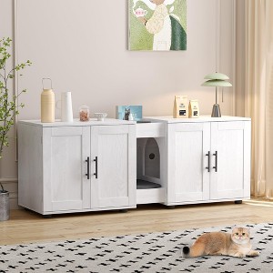 Litter Box Enclosure, Double Cat Litter Box Furniture - 55'' for 2 Cats, TV Stand, Waterproof Surface, Storage - 1 of 4