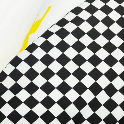 White Microfiber Twin Racing Cars Reversible Comforter Set