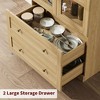 72" Tall Arched Kitchen Storage Cabinet, Farmhouse Pantry Cabinets with 2 Glass Doors & Drawers, Large Wood Display Pantry Cabinets - 3 of 4