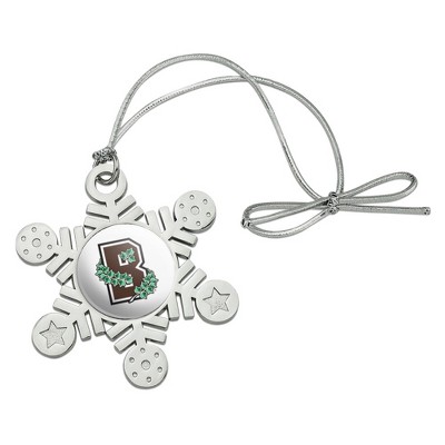 Brown University Secondary Logo Metal Snowflake Christmas Tree Holiday Ornament