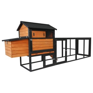 ORRD 113" Large Chicken Coop with Run, Outdoor Wooden Hen House with Nesting Box, Waterproof & Anti-UV - 1 of 4