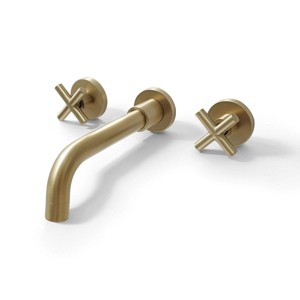 ChicFurnit Bathroom Sink Faucet Double Handle Wall Mount Design for Modern Lavatories, Gold, 14"*10"*3" - 1 of 4