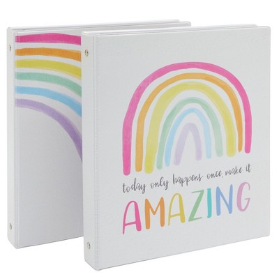 Paper Junkie 2 Pack 3-Ring Rainbow Binders with 1 Inch D Rings, Fits Letter Size Paper (10.5 x 11.63 in)