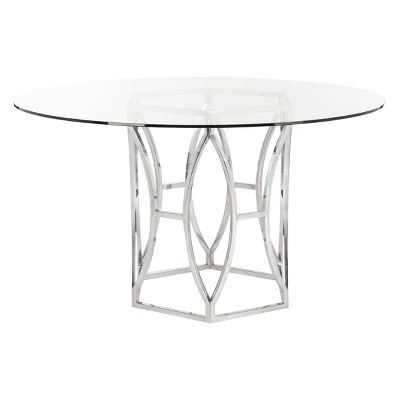 42" Shaw Glass Top Dining Table Chrome - Safavieh