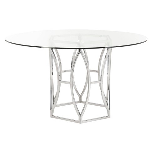 42 Shaw Glass Top Dining Table Chrome, 42 Round Glass Top Pedestal Dining Table