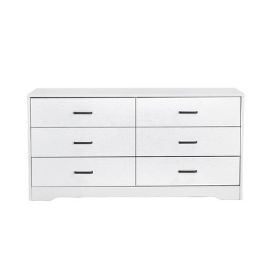 CuisinSmart 6 Drawer Dresser, Wooden Chest of Drawers Storage Organizer Dressers for Bedroom,6 Drawer Storage Cabinet for Living Room Hallway, White