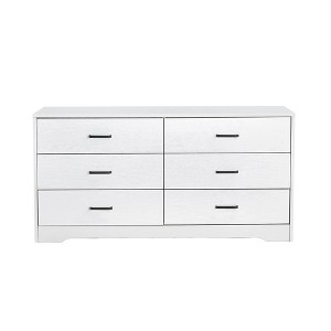 CuisinSmart 6 Drawer Dresser, Wooden Chest of Drawers Storage Organizer Dressers for Bedroom,6 Drawer Storage Cabinet for Living Room Hallway, White - 1 of 4