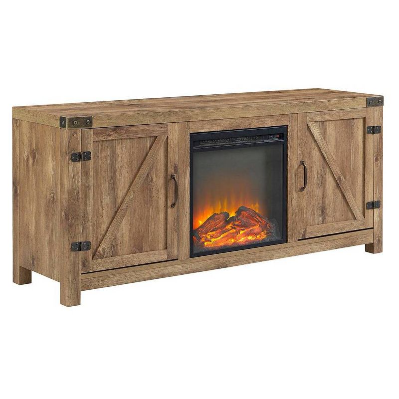 Clarabelle Double Door Farmhouse Electric Fireplace TV Stand for TVs up to 65" - Saracina Home, 3 of 9
