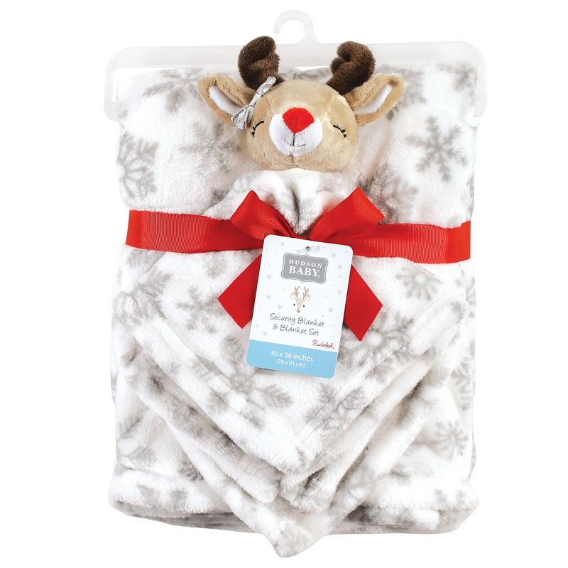 Hudson Baby Infant Girls Plush Blanket with Security Blanket, Girl Rudolph, One Size, 2 of 5