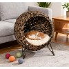 ORRD Hand-Woven Banana Leaf Cat Bed, Elevated Kitten House with Cushion, Breathable Rattan Condo with Metal Stand for Indoor Cats - 3 of 4