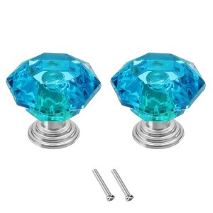 Unique Bargains Crystal Cabinet Knobs with Screw for Cupboard Wardrobe 2 Pcs - 1 of 4