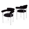 Modern Fabric Upholstered Dining Arm Chairs Set of 2,Curved Back Armrest Dining Chair with Metal Legs,U-Shaped Kitchen Dining Armchair-Coolbibila - 3 of 4