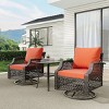 EROMMY 3 Piece Outdoor Swivel Chair Set, Wicker Patio Bistro Set With Thickened 25D Cushions And Glass Coffee Table - 2 of 4