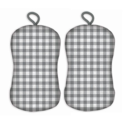 2pk Gingham Check Print Sponge Gray - MU Kitchen