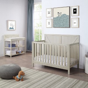 BABYYER 4-in-1 Convertible Crib, Farmhouse Wood Bed Frame with 3 Adjustable Mattress Heights for Nursery - 1 of 4
